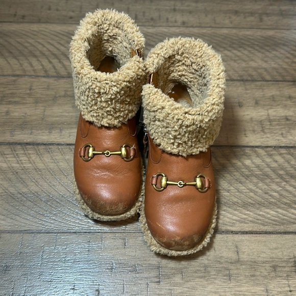 Gucci Leather and Shearling Boots - Picture 2 of 6
